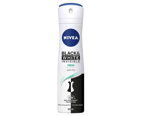 სპრეი დეოდორანტი Nivea Fresh Clear Invisible protection for black and white 150 მლ