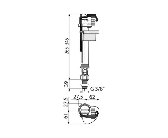 Заливной механизм для унитаза с нижней подводкой  Alca Drain A18-3/8"