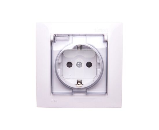 Power socket grounded, with cover Simon 1591450-030 1 sectional white