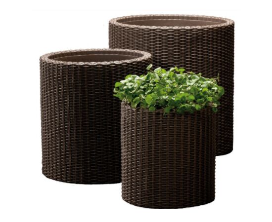 Flower pot Keter Cylinder Planter Medium Brown 36x36x37.3 cm