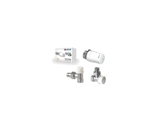 Radiator kit (valve + valve + thermal head) Arco 1/2 angled