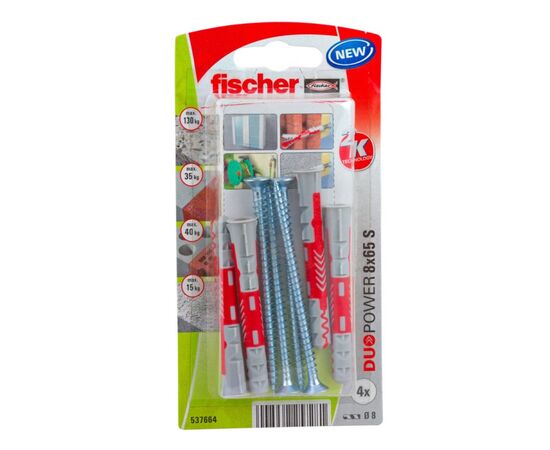 Дюбель-гвоздь Fischer Duopower 8x65 S 4 шт 537664