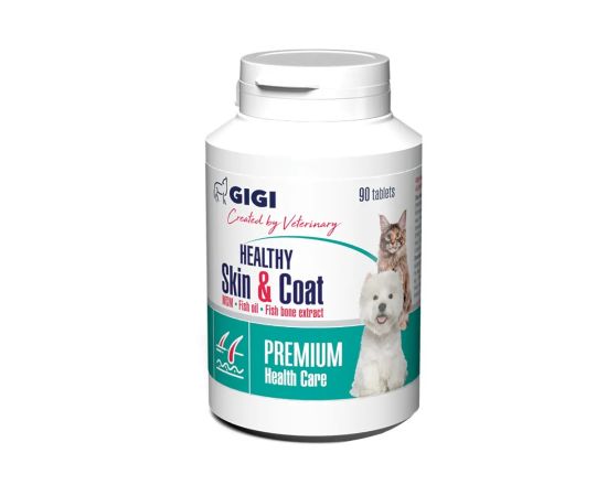 საკვები დანამატი ძაღლების და კატებისთვის ჯანსაღი კანის და ბეწვისთვის GIGI 90ტაბლეტი