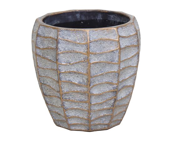 Керамический горшок Mega Collections Aurum Egg Pot Wave Bronze D18.5H18