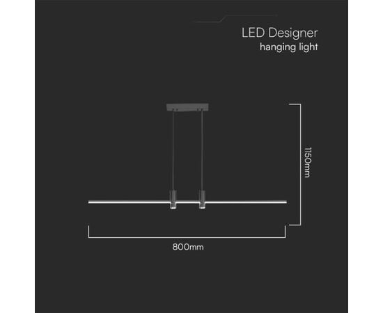 Люстра LED V-TAC 19W 4000К 2160Lm черный 10088