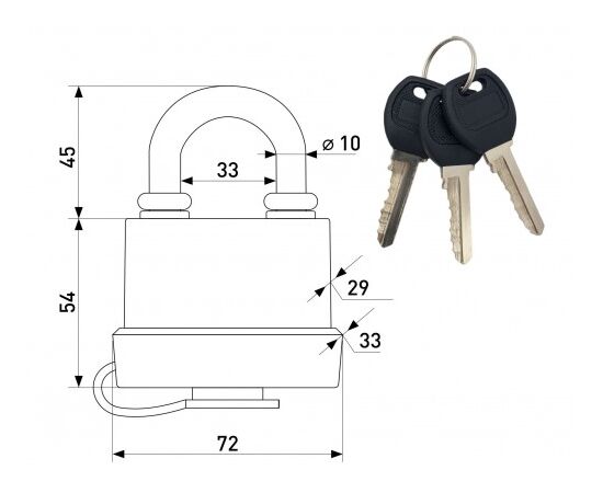 All-weather padlock Soller 113-055 376-63 63 mm