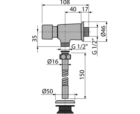 Button urinal flushing valve Alcadrain ATS001