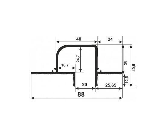 Профиль теневого шва АПТШ(ПЦ) 40*20 LED  (5412, Т6, без покрытия) 3 м