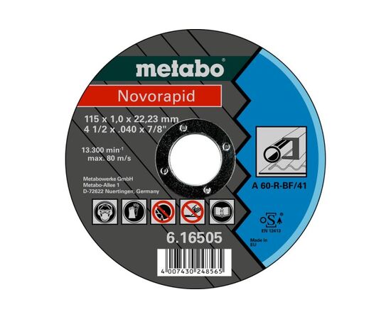 დისკო საჭრელი ლით.Metabo 115x1,0х22,2 მმ, Novorapid.