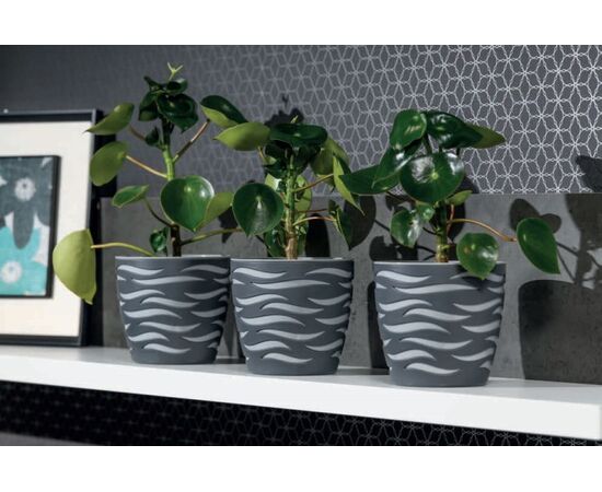 Plastic flower pot FORM PLASTIC Sahara Duo 4400-014+040W Ø14 anthracite + insert platinum