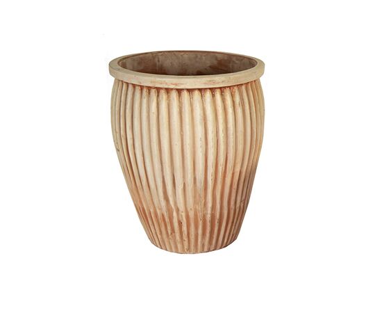 Ceramic pot Mega Collections Whitewash Pot Vert. Rib D35H44