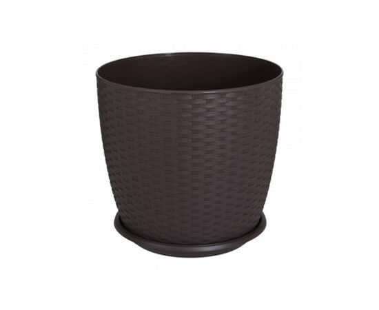 Pot plastic Aleana Rotang with stand 30x27,5cm dark brown