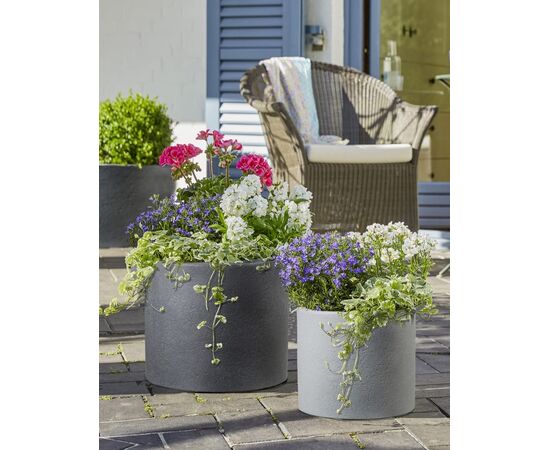 Outdoor plastic pot Scheurich 130/40 Riva Schwarz granit 36 L