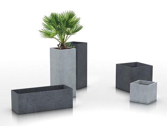 Plastic flower pot Scheurich 240/80 C-CUBE LONG Stony Grey