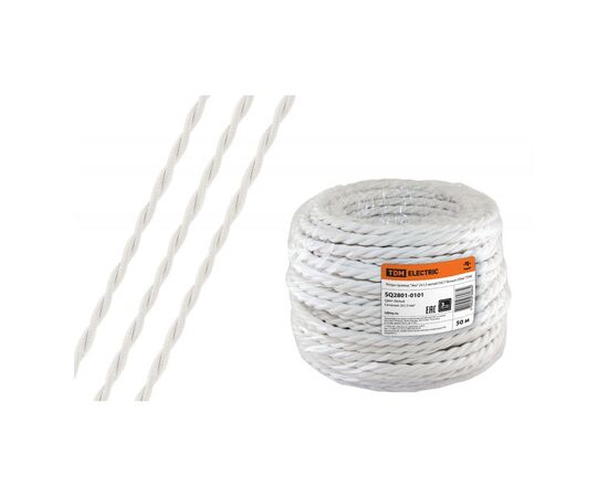 Retro wire TDM Eco 2x1.5 twisted GOST white