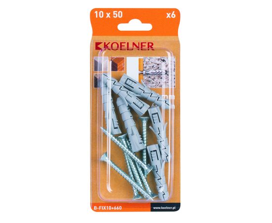 დიუბელი Koelner  6 ც B-FIX10+660 6x60mm ბლისტი