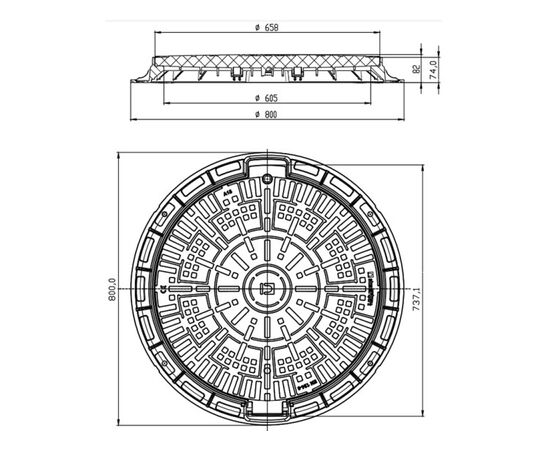 Manhole Standartpark L-60.80.08-PP A15 black