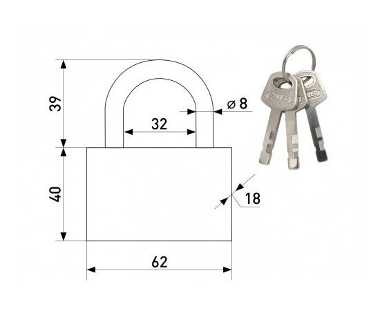 Padlock Soller Extra 701-70HD satin