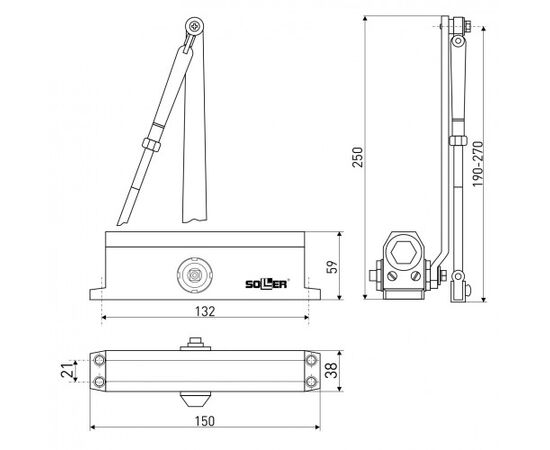 Door closer Soller №201 25-35 kg gray metallic