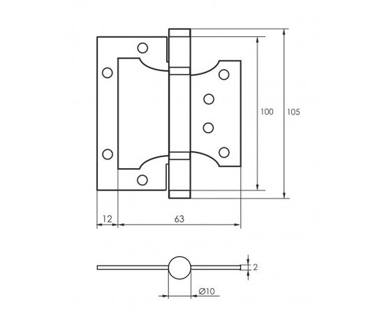 Hinge 4" Soller without mortise laid on bronze