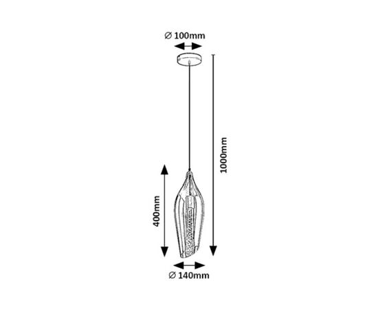 Hanger Rabalux BELLINI 1 E27 Ø140 h400 metal black 72201