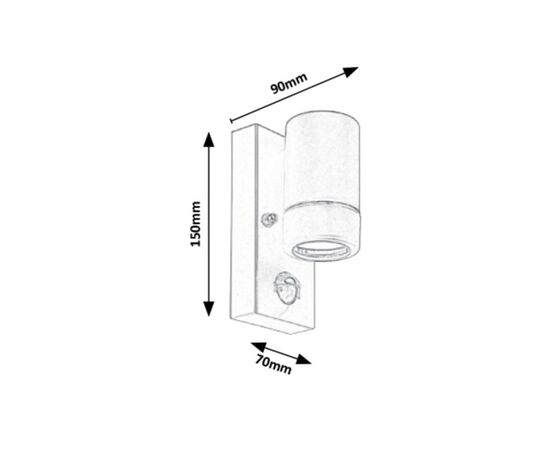 სანათი კედლის მოძრაობის სენსორით Rabalux Medina 8834 IP44 GU10 1x MAX 10W