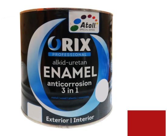 Enamel anti-corrosion Atoll Orix Color 3 in 1, 0.7 l red RAL 3002