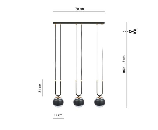 Подвес EMIBIG GLAM 3 E14 3x MAX 40W черный полоса