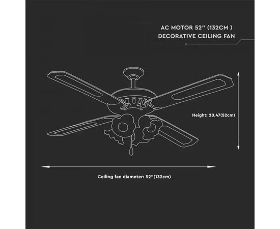 Chandelier ceiling fan V-TAC LED 4xE27 7921 55W