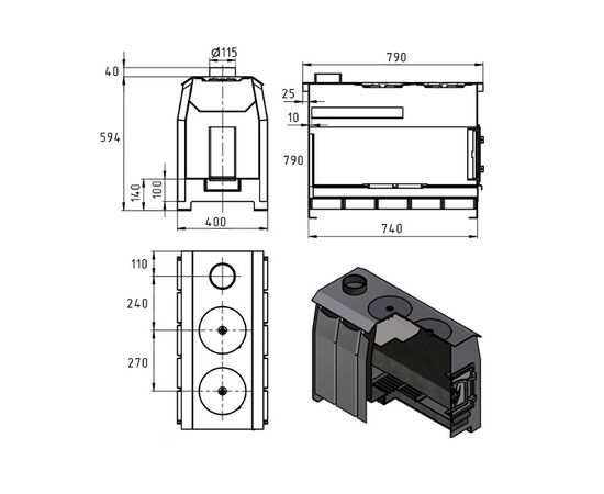 გამათბობელი ღუმელი Vezuvi Comfort 300 DT-3