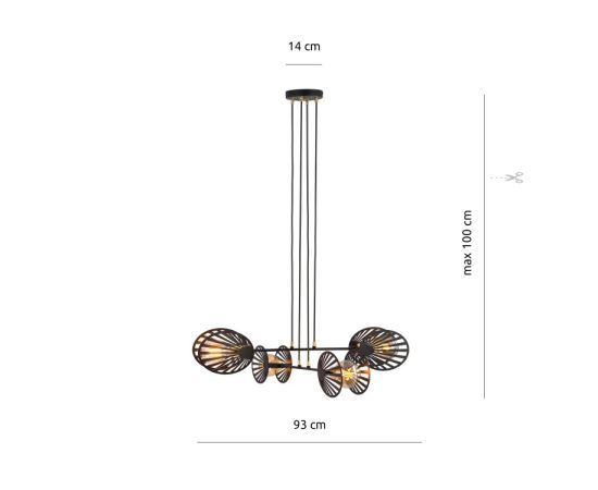 ჭაღი EMIBIG PLAYA 4 E27 4x MAX 60W შავი