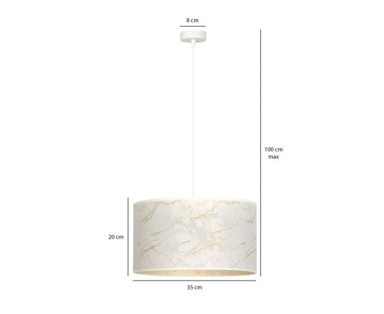 Pendant EMIBIG Broddi 1 E27 1x MAX 60W white marble