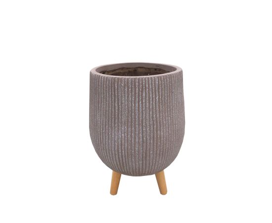 Pot ceramic Nuovo pot on stand taupe h43xd31 cm