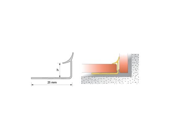 Corner internal SALAG 029147 PCV 9mm/2,50m "Mramor" silver