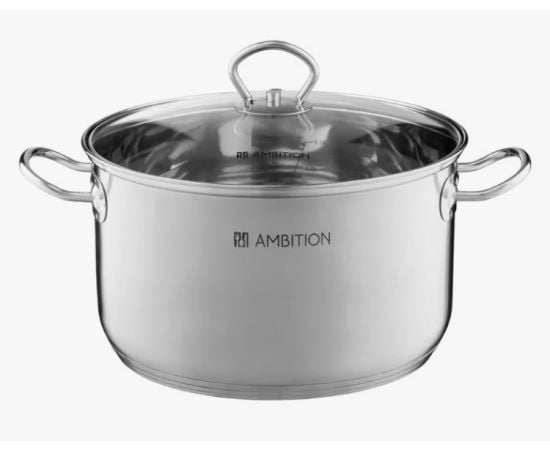 Pot Ambition ACERO 24 cm/6.4 L with glass lid