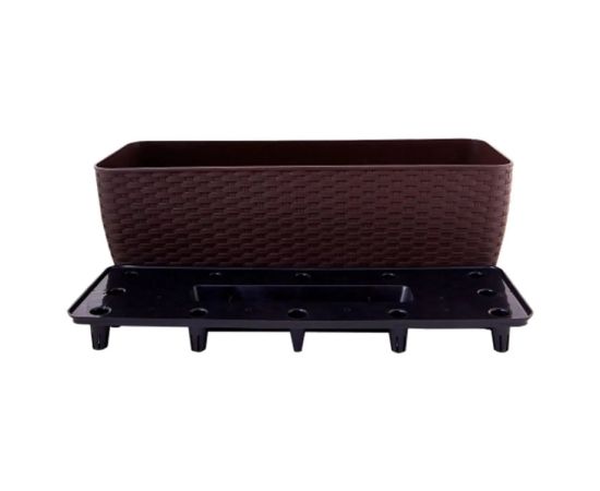 Flowerpot platic with insert Aleana Rotang 50x18 cm dark-brown