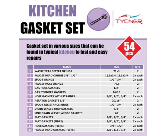 Set of rubber gaskets Tycner 1952/K (54 el.)