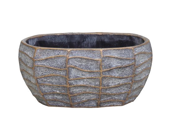 Ceramic pot Mega Collections Aurum Oval Wave Bronze L27W15H13