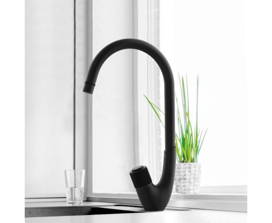 Kitchen faucet Rubineta Swan-33 BK Black with controller