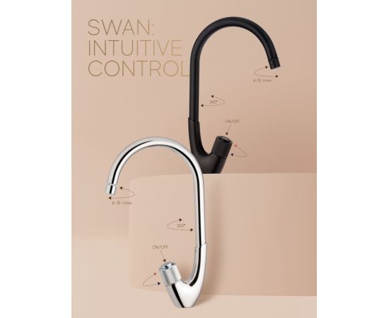 Kitchen faucet Rubineta Swan-33 BK Black with controller