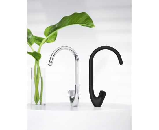 Kitchen faucet Rubineta Swan-33 BK Black with controller