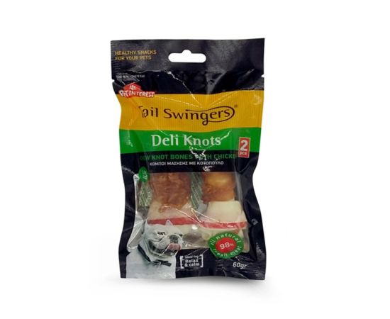 Лакомство для собак Pet Interest Tailswingers Deli Knots Red Rawhide With Chicken 11.5 см 2 шт 60 г