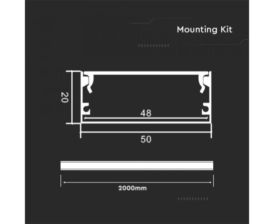 Profile set V-TAC 2000 50 20mm surface-mounted IP20 23178