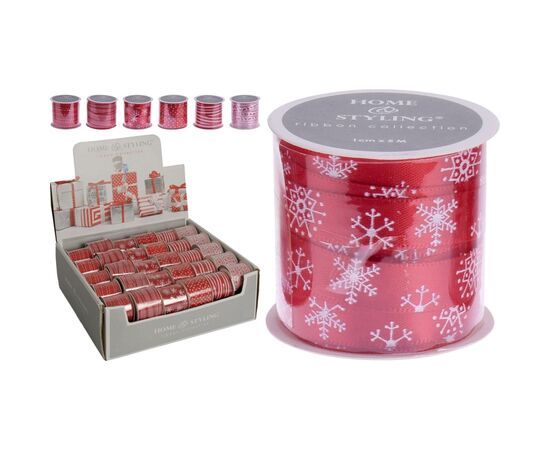 Christmas decoration ribbon 1x500 cm red white