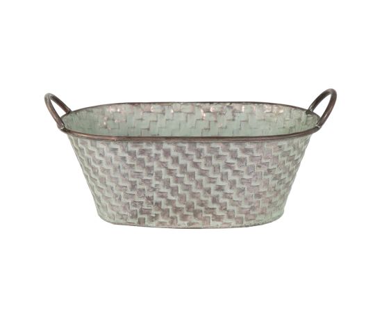 The pot metal Mega Collections Folks Plait Oval Tub Old Green L36.5W20.5H14