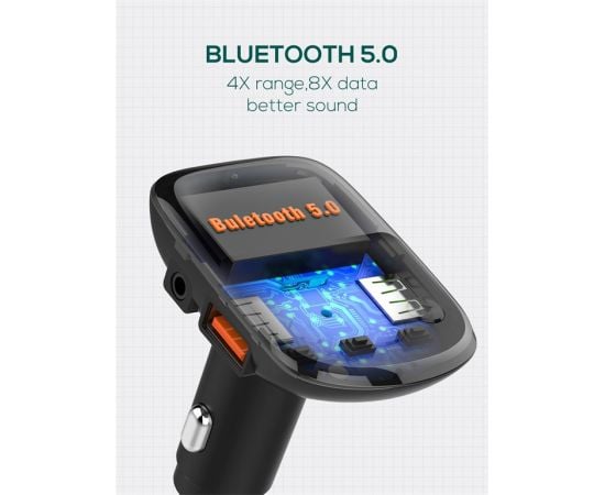 დამტენი LDNIO C706Q 25W FM Bluetooth 5.0 2 USB-A microSD TF