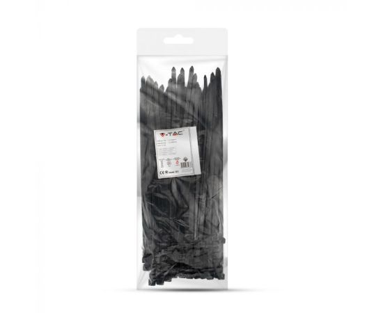 Cable tie V-TAC 7.6 300mm 100pcs black 11177