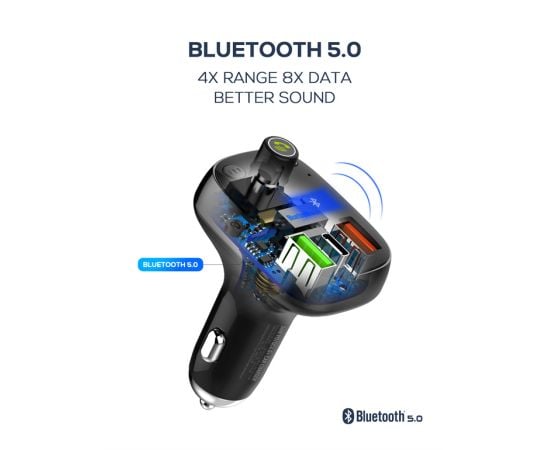 დამტენი LDNIO C704Q 30W FM Bluetooth 5.0 2 USB-A USB-C microSD TF