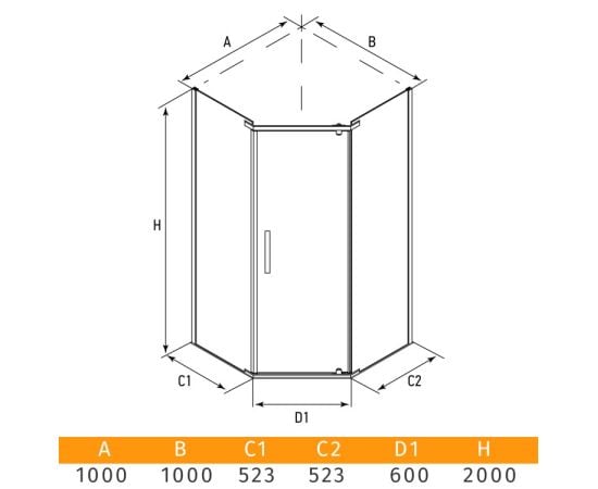 Shower enclosur Erlit ER10110V-C1 100x100x200 cm