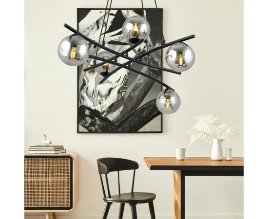 Chandelier EMIBIG ESSA 5 metal black glass graphite 1203/5